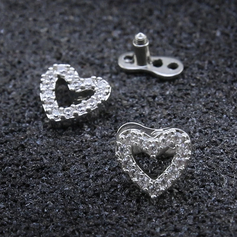 Elegant Stainless Steel Dermal Anchor Set with Cubic Zirconia