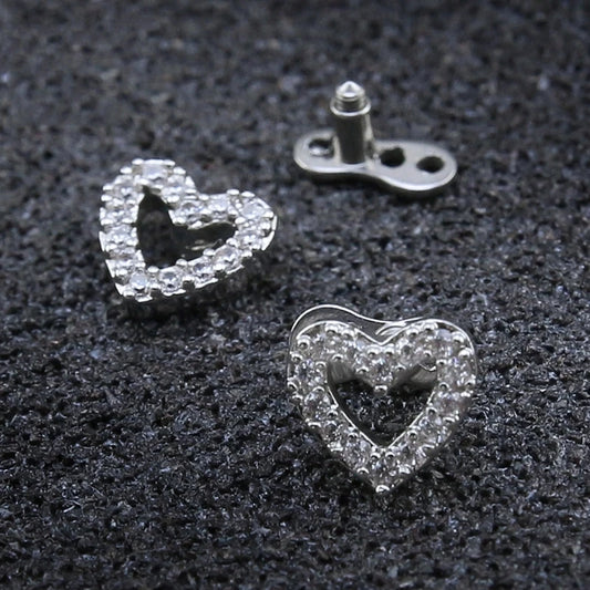 Elegant Stainless Steel Dermal Anchor Set with Cubic Zirconia