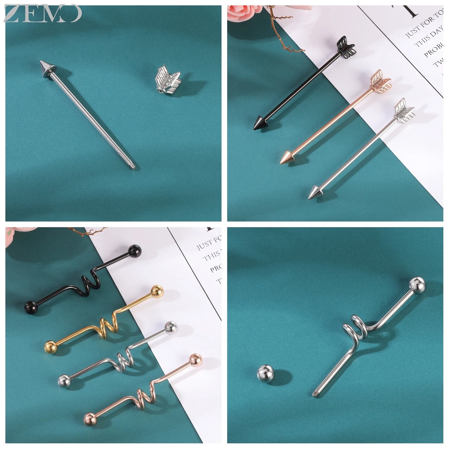 ZEMO 14G Stainless Steel Industrial Barbell Earrings - Versatile and Stylish for All Occasions