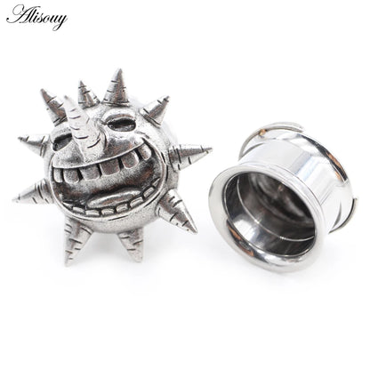 Alisouy 2PCS Sun Moon Stainless Steel Ear Tunnels - Versatile, Comfortable Body Piercing Jewelry