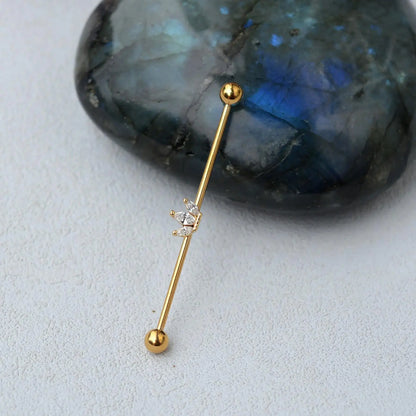 1PC Industrial Piercing Barbells Jewelry Stainless Steel CZ Heart Ball Pearl Cartilage Helix Earring Body Piercing for Women Men