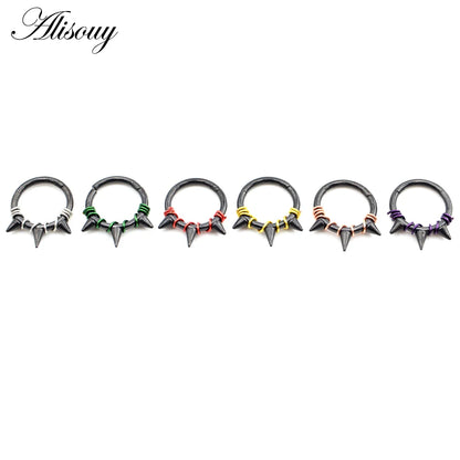 Alisouy 1PC Stainless Steel Twist Wire Hinged Clicker Nose Hoop Rings Ear Cartilage Tragus Daith Septum Body Piercing Jewelry
