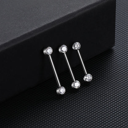 1/2Pcs Titanium Nipple Piercing Jewelry CZ Bezel Tongue Nipple Bars Piercing for Breasts Sexy Piercing Mamilo for Women 12-20mm