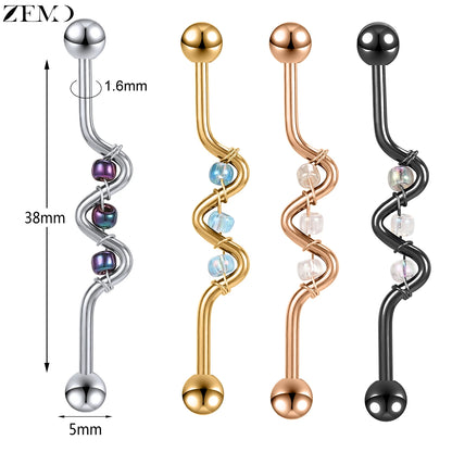 ZEMO 14G Stainless Steel Industrial Barbell Earrings - Versatile and Stylish for All Occasions