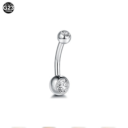 1PCS G23 Titanium 14G Gold Color Belly Button Rings Navel Nombril Piercing CZ Gem 6/8/10/12mm Bar Belly Piercing Sexy Jewelry