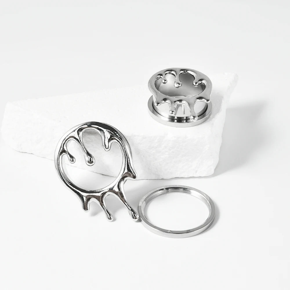 Dreamlee Heart Zircon Ear Tunnel Plugs - Stylish Stainless Steel Body Jewelry