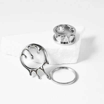 Dreamlee Heart Zircon Ear Tunnel Plugs - Stylish Stainless Steel Body Jewelry