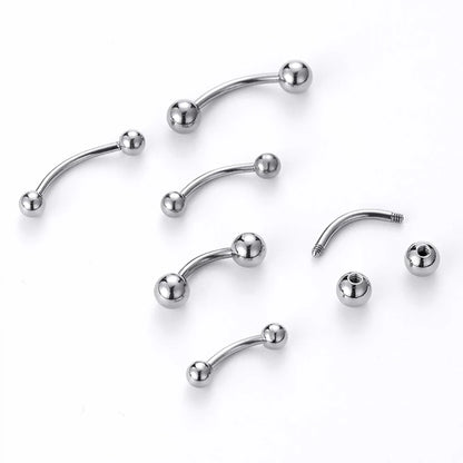 1pc 6-16mm Curved Barbell Banana Piercing Bar 3 4 5 6 8mm Ball Titanium Stainless Steel 14G 16G 1.2mm 1.6mm DIY Body Jewelry