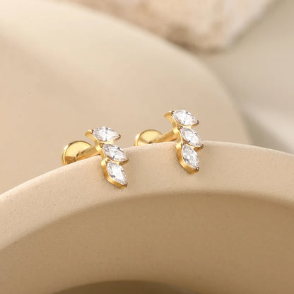 1PC Titanium Ear Cartilage Piercings Flat Back Stud Earring Internal Thread Butterfly Cross CZ Helix Tragus Piercing Jewelry 16G
