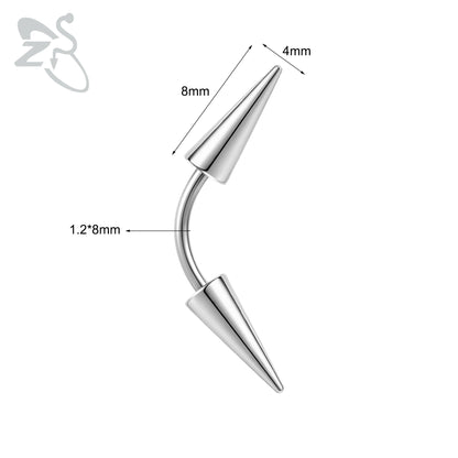 Versatile Black Stainless Steel Long Spike Eyebrow Ring for Any Occasion