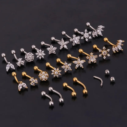 Flower Star Curved  Eyebrow Piercing Bar Colour Ball Barbell Curve Banana Cartilage Ear Piercing