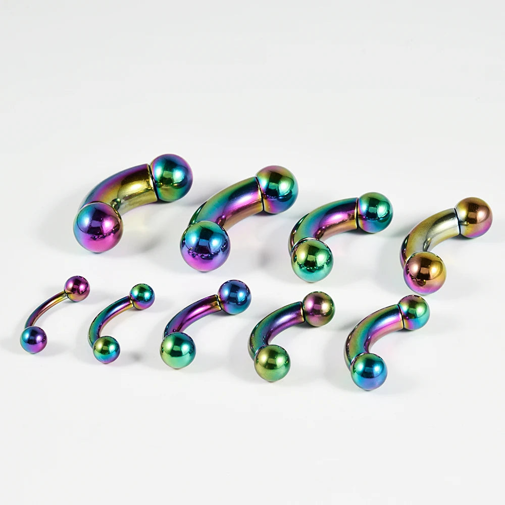1PCS Surgical Steel Big Size Curved Ring Large Gauge Tongue Curved barbell Curved Banana Gauge Man Body Piercing Jewelry