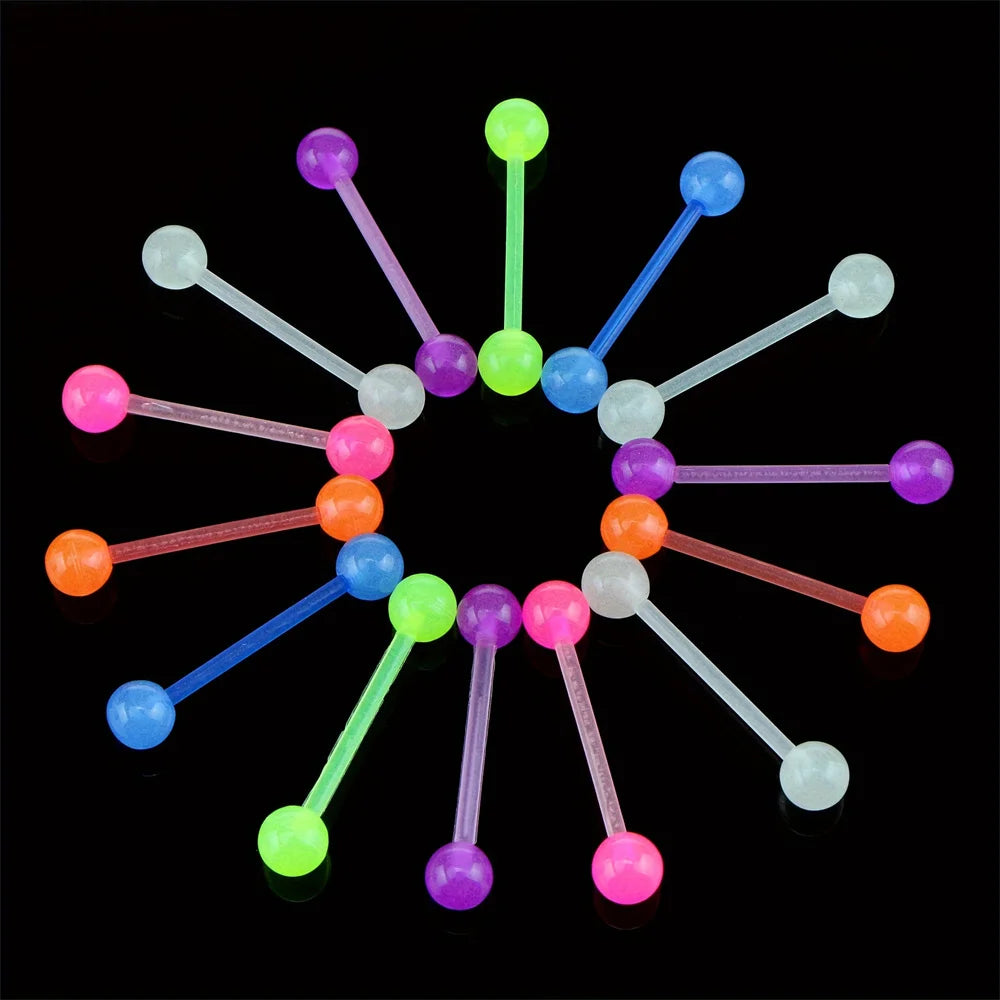 Glow in the Dark Acrylic Body Piercing Jewelry Set of 20 - Versatile Style for All Occasions