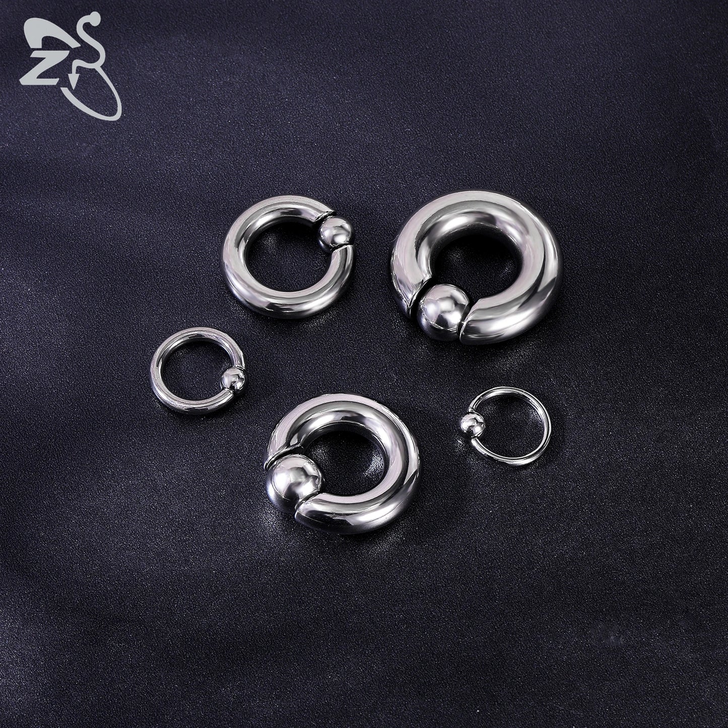 ZS 1 Piece 2/4/6/8G Stainelss Steel Horseshoe Nose Ring Men Internal Threaded Large Gauge Piercings Ear Expander Septum Piercing