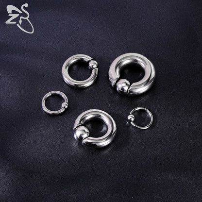 ZS 1 Piece 2/4/6/8G Stainelss Steel Horseshoe Nose Ring Men Internal Threaded Large Gauge Piercings Ear Expander Septum Piercing