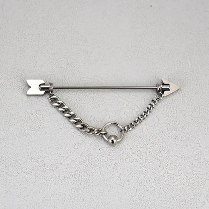 1PC Surgical Steel Industrial Piercing Jewelry With Chain Tassel Bridge Piercing Barbell Earrings Scaffold Bar for Women Men 16G