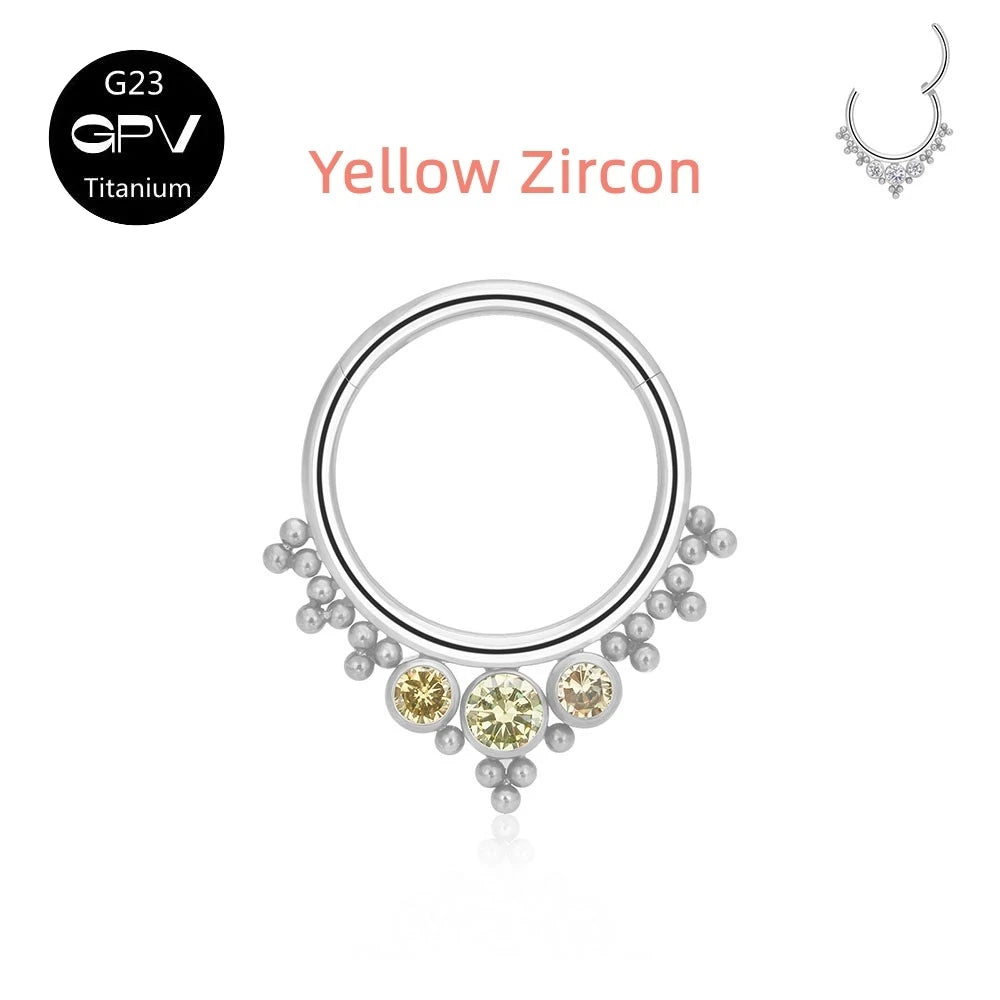 G23 Titanium Nose Ring with Zircon & Opal - Versatile Body Jewelry