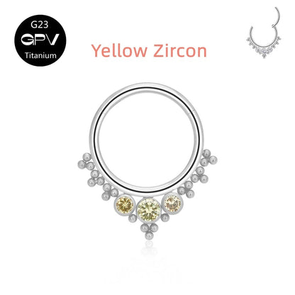G23 Titanium Nose Ring with Zircon & Opal - Versatile Body Jewelry