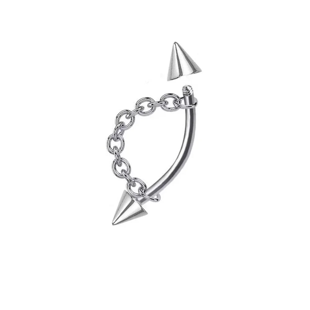 Punk Style Stainless Steel Chain Lip Stud - Versatile Cartilage Stud Earrings for All Occasions