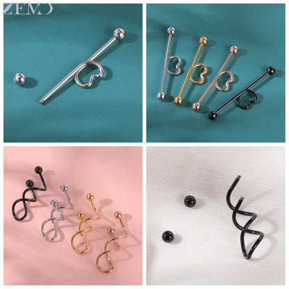 ZEMO 14G Stainless Steel Industrial Barbell Earrings - Versatile and Stylish for All Occasions