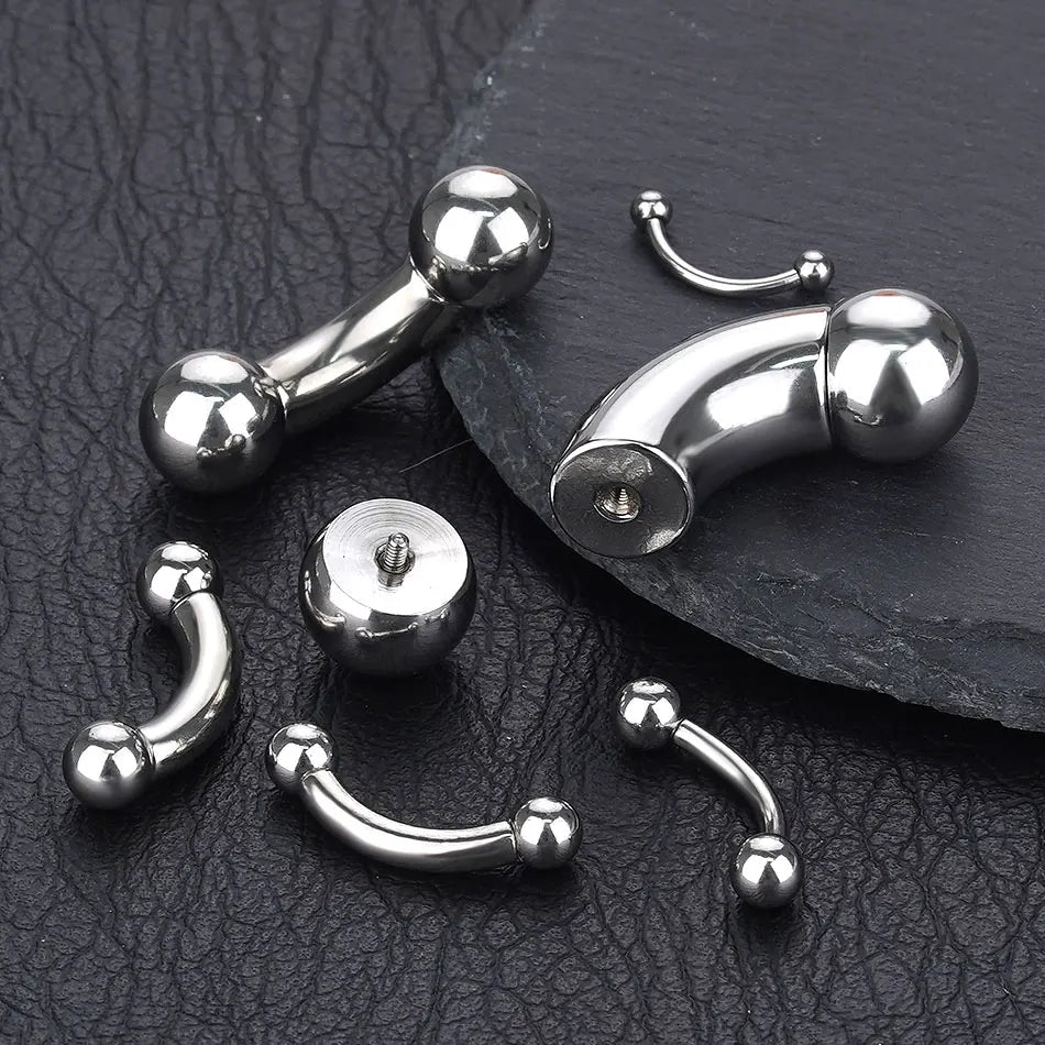 1pcs Stainless Steel Large Gauge Curved Barbell 16G-00G Internally Threaded Eyebrow Septum Piercing Body Jewelry