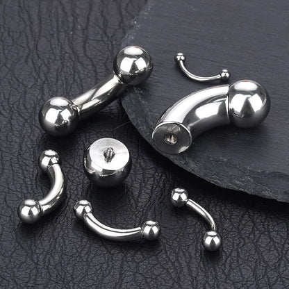 1pcs Stainless Steel Large Gauge Curved Barbell 16G-00G Internally Threaded Eyebrow Septum Piercing Body Jewelry