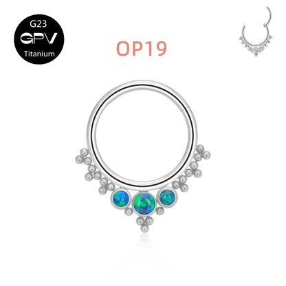 G23 Titanium Nose Ring with Zircon & Opal - Versatile Body Jewelry