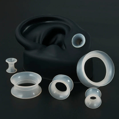 Pair Skin Thin Soft Flexible Ear Tunnels Double Flare Ear Plugs Flesh Tunnel Ear Gauge Expander Stretcher Earlets Earrings