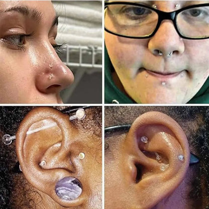 Versatile Acrylic Body Piercing Set - Transparent Barbell Rings for Lips, Ears, Nose, and More