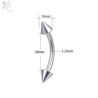 Versatile Black Stainless Steel Long Spike Eyebrow Ring for Any Occasion