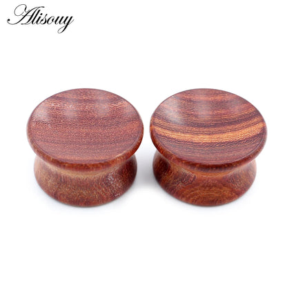Alisouy 2pcs 6mm-20mm Concave Natural Wood Men Women Ear Tunnels Plugs Expander Stretchers Gauges Earrings Piercing Body Jewelry