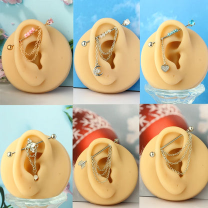 1PCS Stainless Steel dangling Industrial Piercing Barbell 14G Star Industrial Earring Tragus Cartilage Jewelry Industrial Rings