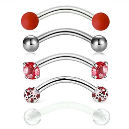 5PCS Crystal Eyebrow Piercing Set Curved Barbell Piercings Rook Earring Bulk Helix Stud Tragus Earrings Cartilage Jewelry Labret