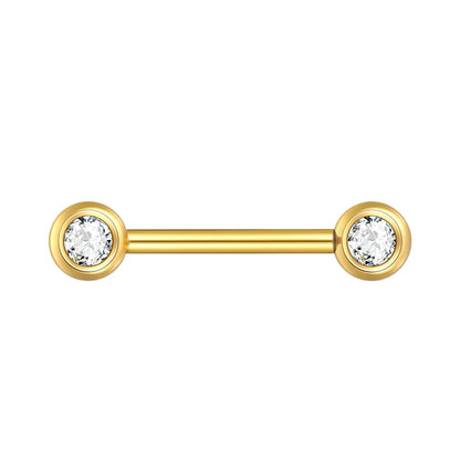 Hypoallergenic Titanium Nipple Barbell with Sparkling CZ Crystal - Versatile & Elegant