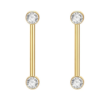 1/2Pcs Titanium Nipple Piercing Jewelry CZ Bezel Tongue Nipple Bars Piercing for Breasts Sexy Piercing Mamilo for Women 12-20mm