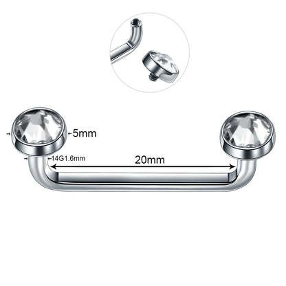 1PC Titanium 16G 14G External&Internal Thread Surface Bar Industrial Barbell CZ Micro Dermal Anchors Ring Piercings Sexy Jewelry
