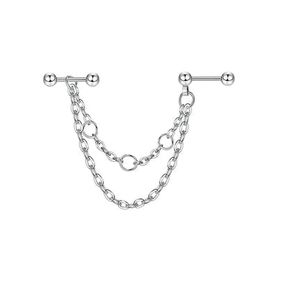 Fashion Double Piercing Chain Stud Earring Industrial Piercing Chain Earrings Tassel Cartilage Helix Jewelry