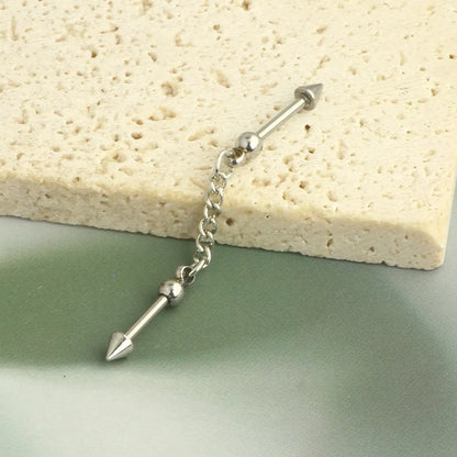 New Silver Color Industrial Piercing Chain Earrings for Women Fashion Ear Cartilage Helix Barbell Surgical Steel Jewelry Gifts