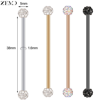 ZEMO 14G Stainless Steel Industrial Barbell Earrings - Versatile and Stylish for All Occasions