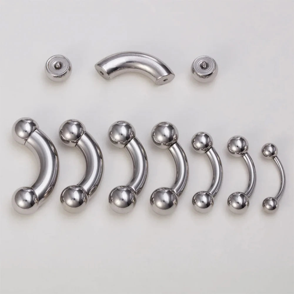 1PCS Surgical Steel Big Size Curved Ring Large Gauge Tongue Curved barbell Curved Banana Gauge Man Body Piercing Jewelry