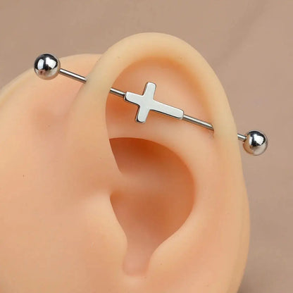 1PC Industrial Piercing Barbells Jewelry Stainless Steel CZ Heart Ball Pearl Cartilage Helix Earring Body Piercing for Women Men