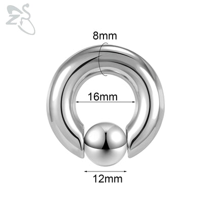 ZS 1 Piece 2/4/6/8G Stainelss Steel Horseshoe Nose Ring Men Internal Threaded Large Gauge Piercings Ear Expander Septum Piercing