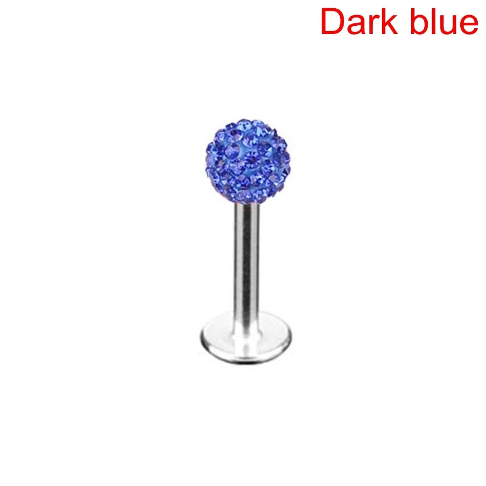 Stylish Labret Stud with Crystal Ball - Versatile Stainless Steel Body Jewelry