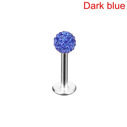 Stylish Labret Stud with Crystal Ball - Versatile Stainless Steel Body Jewelry