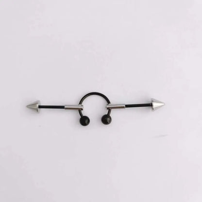 1PC New Stainless Steel Industrial Piercing Contrasting Colors Design Movable Adjustable Industrial Bar Heart Ear Piercing 16G