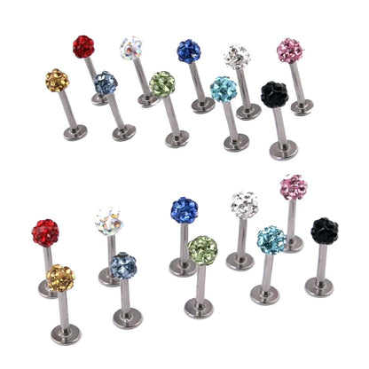 Stylish Labret Stud with Crystal Ball - Versatile Stainless Steel Body Jewelry