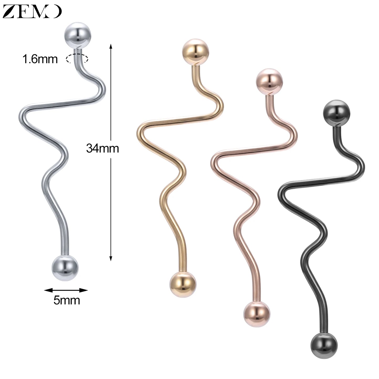 ZEMO 14G Stainless Steel Industrial Barbell Earrings - Versatile and Stylish for All Occasions