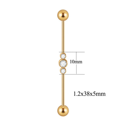 1PC Stainless Steel Industrial Barbell Long Bridge Micro Insert Zircon Earring Transversal Women Ear Piercing Jewelry 16G