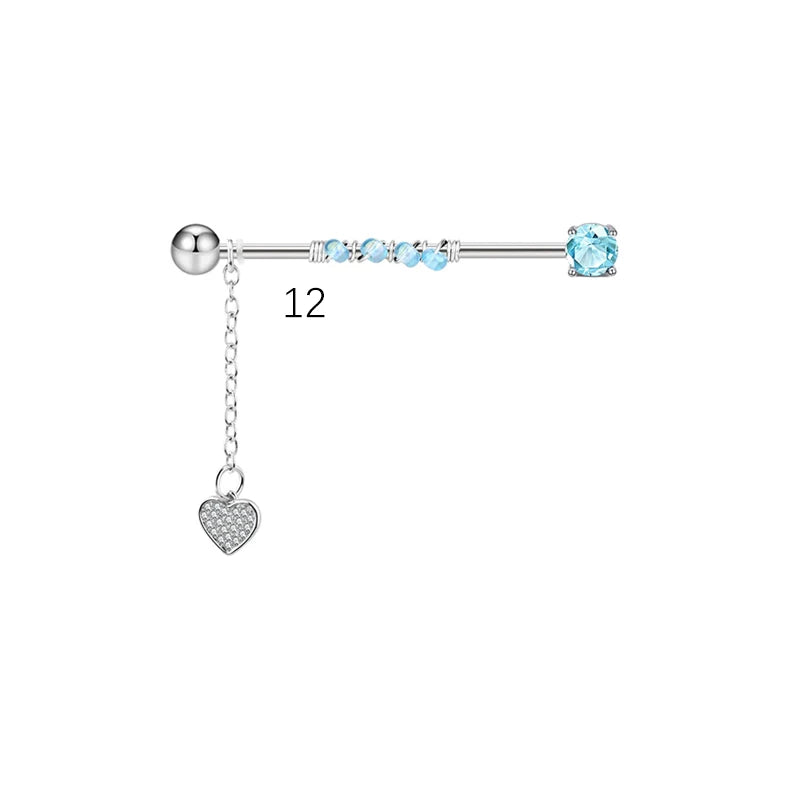 1PCS Stainless Steel dangling Industrial Piercing Barbell 14G Star Industrial Earring Tragus Cartilage Jewelry Industrial Rings