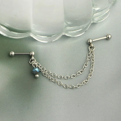 Fashion Double Piercing Chain Stud Earring Industrial Piercing Chain Earrings Tassel Cartilage Helix Jewelry